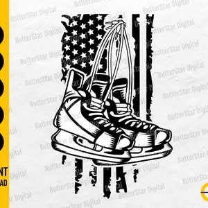 US Hockey Skates SVG | American Hockey Player SVG Decal Shirt Graphics Stencil | Cricut Cutting File Cuttable Clipart Digital Dxf Png Eps Ai