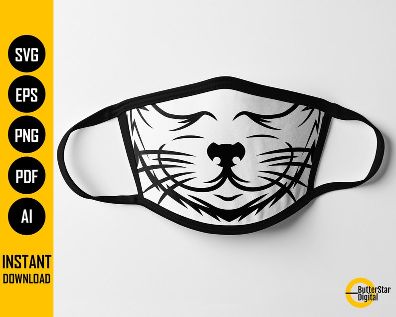 Download Cat Whiskers Face Mask SVG Kitten Snout Facemask Animal | Etsy