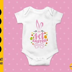 My 1st Easter SVG Easter Bunny SVG Cute Baby Girl Boy Jumpsuit Shirt ...