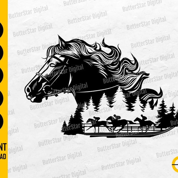 Race Horse SVG | Horse Racing SVG | Animal Competition Decal Wall Art Clipart Vector | Cricut Cutting File Silhouette Digital Dxf Png Eps Ai