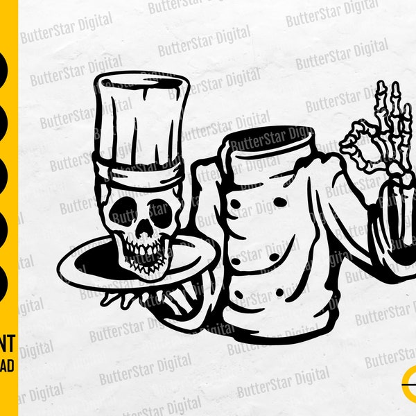 Headless Skeleton Chef SVG | Funny Cook SVG | Skull Served On A Plate SVG | Cricut Cut File Printable Clipart Vector Digital Dxf Png Eps Ai