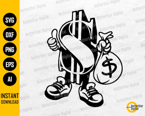 ☆Money Bag☆ G-rap Hiphop Dollar Sign With Money Bag SVG | Rich Famous Millionaire