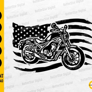 USA Flag Motorcycle SVG | American Biker SVG | Big Bike Rider T-Shirt Decal Tattoo | Cricut Silhouette Clipart Vector Digital Dxf Png Eps Ai
