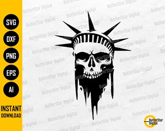 Dripping Statue Of Liberty Skull SVG | New York SVG | America T-Shirt Vinyl Graphics | Cricut Cut File Clipart Vector Digital Dxf Png Eps Ai