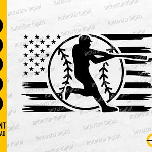 US Baseball SVG | American Baseball Player SVG | Sports Shirt Sticker Decal | Cricut Cut File Cuttable Clipart Vector Digital Dxf Png Eps Ai