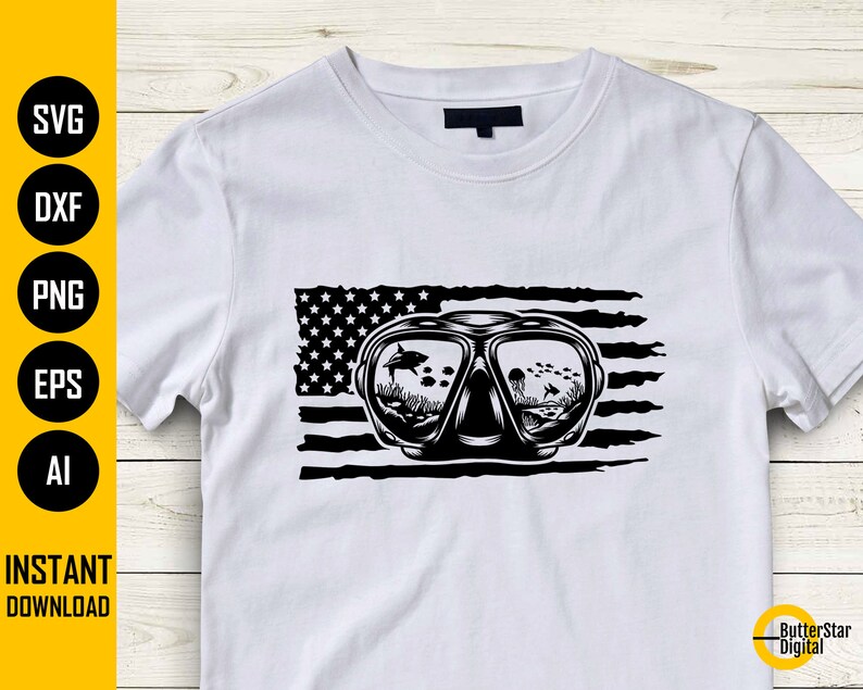 US Diving Mask SVG American Scuba Diver SVG Dive Shirt - Etsy