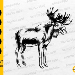 Wild Moose SVG File | Animal SVG | Deer Svg | Cricut Cutting Files CNC Silhouette Printable Clip Art Vector Digital Download Dxf Png Eps Ai