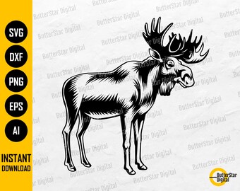 Wild Moose SVG File | Animal SVG | Deer Svg | Cricut Cutting Files CNC Silhouette Printable Clip Art Vector Digital Download Dxf Png Eps Ai