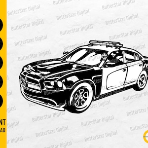 Police Car SVG | Police SVG | Cop SVG | Policeman Decal Drawing Graphics | Cricut Silhouette Printable Clipart Vector Digital Dxf Png Eps Ai