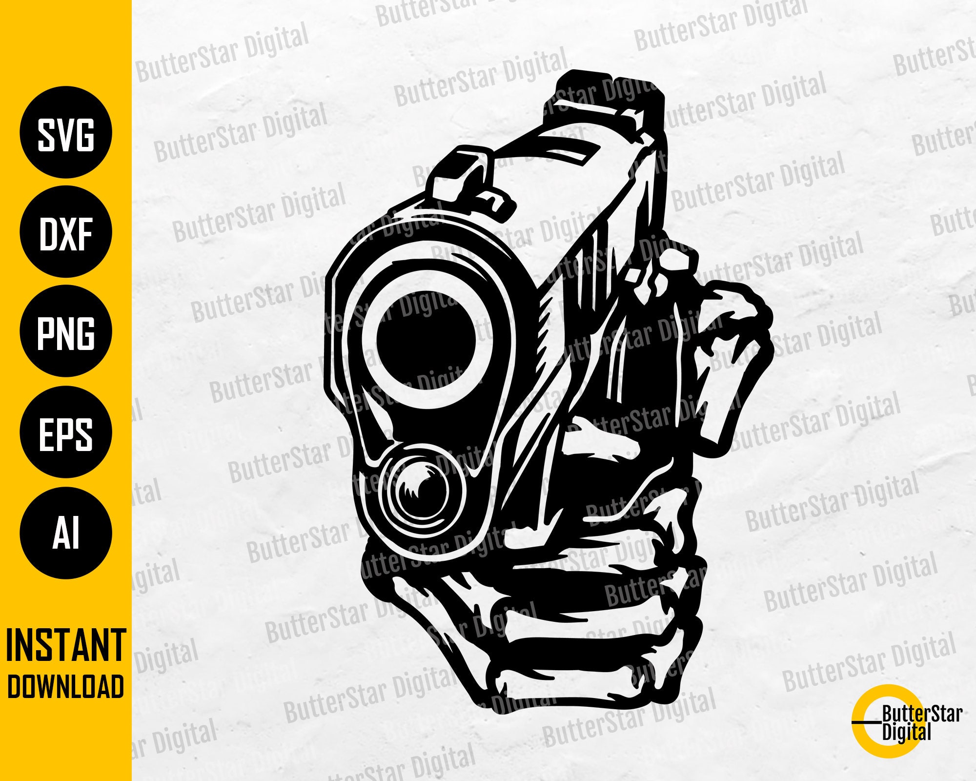 Gunpoint Vector Skeleton Gunpoint SVG | Pistol SVG | Handgun SVG | Gun Svg | Weapon ...