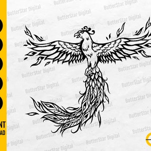 Phoenix SVG | Bird SVG | Wings SVG | Mythical Animal Shirt Vinyl Graphics | Cricut Silhouette Cut File Clipart Vector Digital Dxf Png Eps Ai