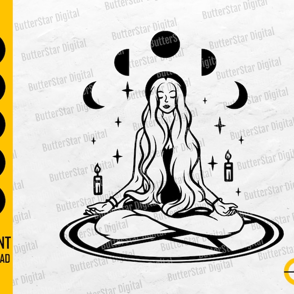 Witchy Girl SVG | Pentagramme SVG | Girly Witch SVG | Wiccan Svg | Cricut Silhouette Cut Fichiers Imprimable Clipart Vector Digital Dxf Png Eps Ai