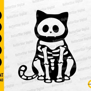 Cute Cat Bones SVG | Animal Skeleton SVG | Pet T-Shirt Vinyl Decal Stencil | Cricut Cut File Printable Clipart Vector Digital Dxf Png Eps Ai