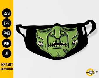 Frankenstein Face Mask SVG | Monster Facemask | Horror Mouth Cover | Cricut Cutting File Silhouette Vector Digital Download Png Eps Pdf Ai