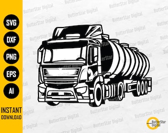 Tanker Truck SVG | Tanker SVG | Fluid Liquid Transport Vehicle Carrier Depot | Cutting File Cuttable Clip Art Vector Digital Dxf Png Eps Ai