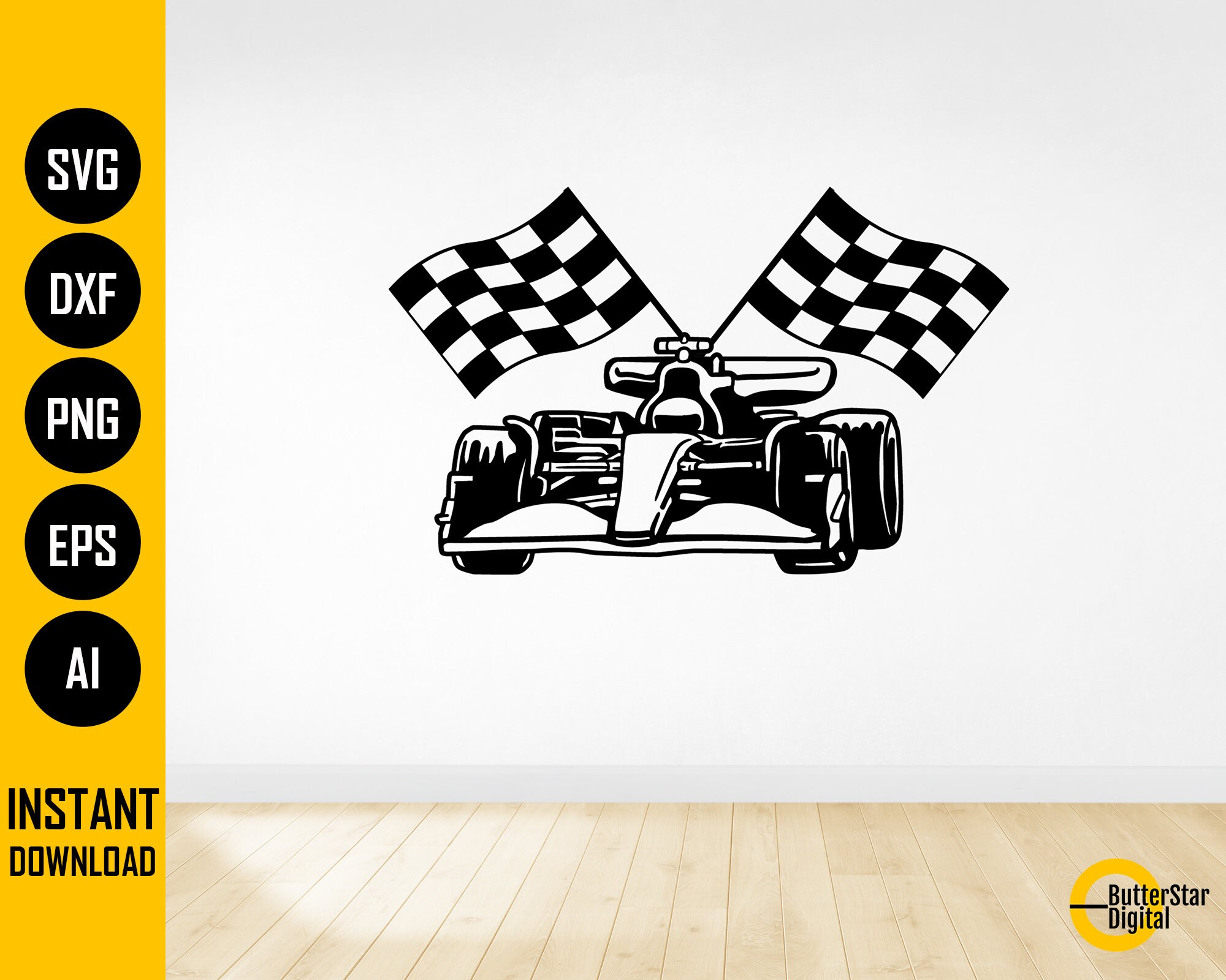Racing Car SVG | Checkered Flag SVG | Racer T-shirt Decal Sticker ...