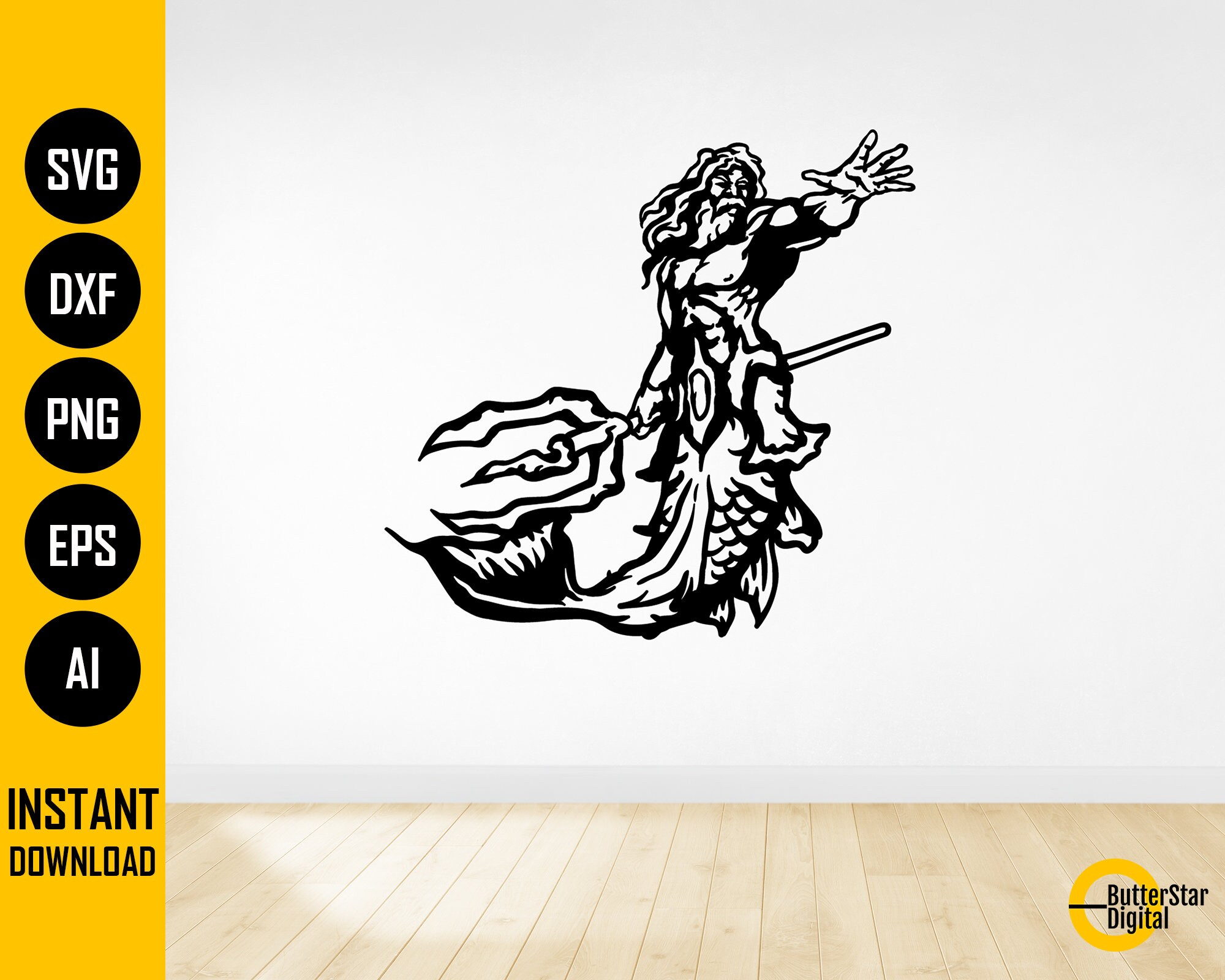 Poseidon SVG | Neptune SVG | Ocean SVG | Greek Roman Sea God Myth Titan ...