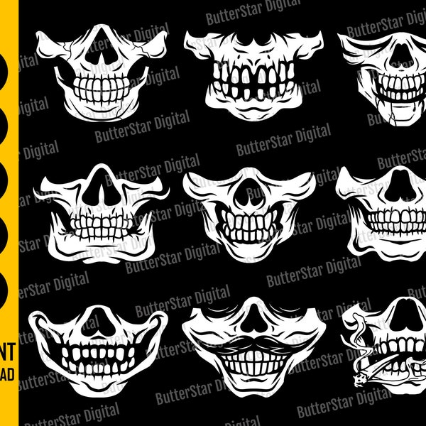 Skull BUNDLE Face Mask SVG | Skeleton Facemask | Bones Mouth Covering | Cricut Cutting File Clipart Vector Digital Download Png Eps Pdf Ai