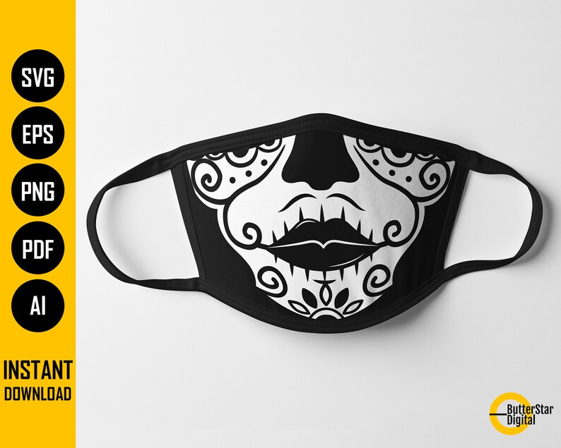 Download Day Of The Dead Woman Face Mask SVG Dia De Los Muertos ...