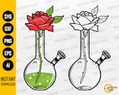 Rose Weed SVG Cannabis SVG Marijuana Stoner Gift T-Shirt Sticker Graphics Cricut Silhouette Printable Clipart Digital Dxf Png Eps Ai