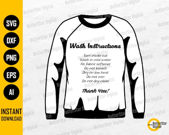 Sweater Care Card SVG Sweatshirt Printable Washing Instructions