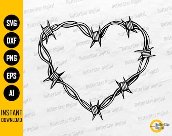 Barbed Wire Heart SVG | Love Decal T-shirt Sticker Art Vinyl
