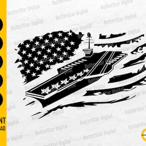 US Aircraft Carrier SVG | Navy SVG | Airbase Warship Decal Graphics | Cricut Silhouette Cutting File Cuttable Clipart Digital Dxf Png Eps Ai