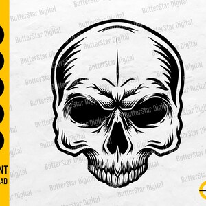 No Jaw Skull SVG | Skeleton Head SVG | Death SVG |  Gothic Decals T-Shirt | Cricut Cut Files Printable Clipart Vector Digital Dxf Png Eps Ai