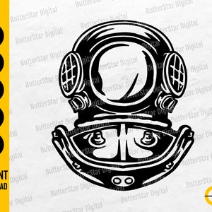 Old Diving Helmet SVG | Deep Sea Diver SVG | Vintage Dive Suit SVG | Cricut Cut Files Silhouette Cameo Clipart Vector Digital Dxf Png Eps Ai