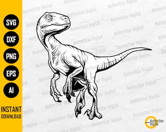 Raptor Dinosaur SVG | Velociraptor SVG | Dino SVG | Prehistoric Animal | Cricut Cut Files Silhouette | Clipart Vector Digital Dxf Png Eps Ai