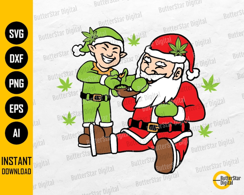 Santa & Elf Smoking Weed SVG Smoke Marijuana Pipe SVG Etsy