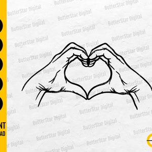 Heart Hand Sign SVG | Love Tattoo Decal Symbol T-Shirt Sticker Graphic | Cricut Cutting File Printable Clipart Vector Digital Dxf Png Eps Ai