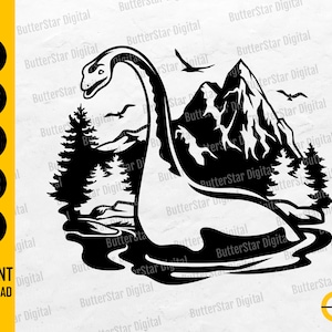 Loch Ness Monster SVG | Nessie SVG T-Shirt Wall Art Vinyl Decal Decor Sticker Graphics | Snijden Bestand Clipart Vector Digitale Dxf Png Eps Ai