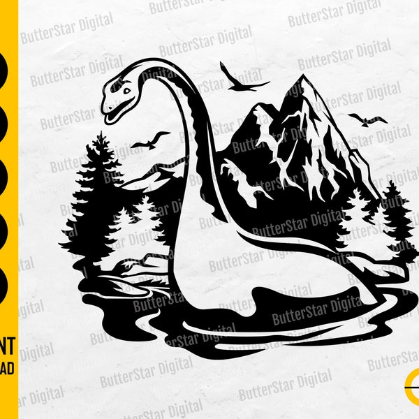 Loch Ness Monster SVG | Nessie SVG T-Shirt Wall Art Vinyl Decal Decor Sticker Graphics | Cutting File Clipart Vector Digital Dxf Png Eps Ai