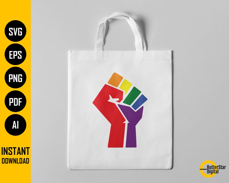 LGBTQ Raised Fist SVG Rainbow Flag Pride Shirt Cricut | Etsy