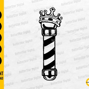 King Barberpole SVG | Barbershop Svg | Hair Stylist SVG | Barber Svg | Cricut Cutting File Cameo CNC Clip Art Vector Digital Dxf Png Eps Ai