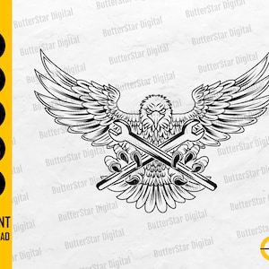 Mechanic Eagle SVG | Wrenches SVG | Repair T-Shirt Decal Stickers Vinyl | Cricut Silhouette Cut Files Clip Art Vector Digital Dxf Png Eps Ai