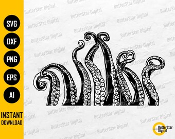Tentacles SVG | Kraken SVG | Sea Monster Wall Art Decals Decor Sticker | Cricut Cutting File Printable Clipart Vector Digital Dxf Png Eps Ai