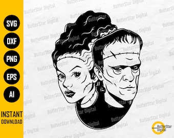 Horror Film Figuren SVG | Frankenstein SVG | Monster T-Shirt Aufkleber Grafik | Cricut Schneidedateien Clipart Vektor Digital Dxf Png Eps Ai