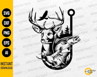 Outdoor jacht SVG | Vishaak SVG | Eendenjacht SVG | Deer Hunter T-shirt sticker cadeau | Cricut Cut File Clipart Vector Digitale Dxf Png Eps Ai