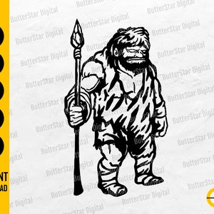 Caveman With Spear SVG | Cave Man SVG | Primitive SVG | Cricut Cut Files Silhouette Cuttable Clipart Vector Digital Download Dxf Png Eps Ai