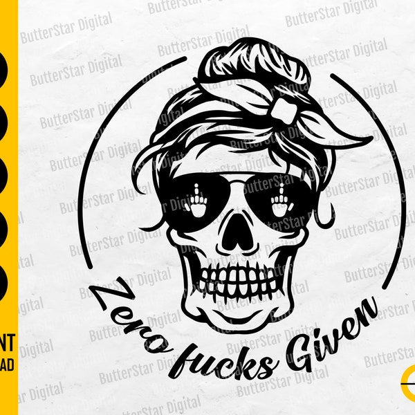 Zero Fucks Given SVG | Halloween Messy Bun SVG | Mom T-Shirt Decal Sticker Tumbler | Cricut Cut Files Clip Art Vector Digital Dxf Png Eps Ai