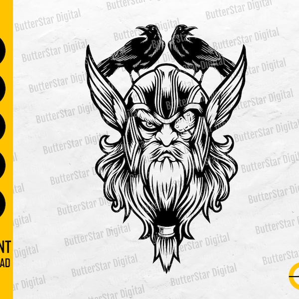 Odin's Ravens SVG | Viking SVG | Crow SVG | Nordic Norway Icelandic Runes Symbol Pagan God | Cut File Clip Art Vector Digital Dxf Png Eps Ai