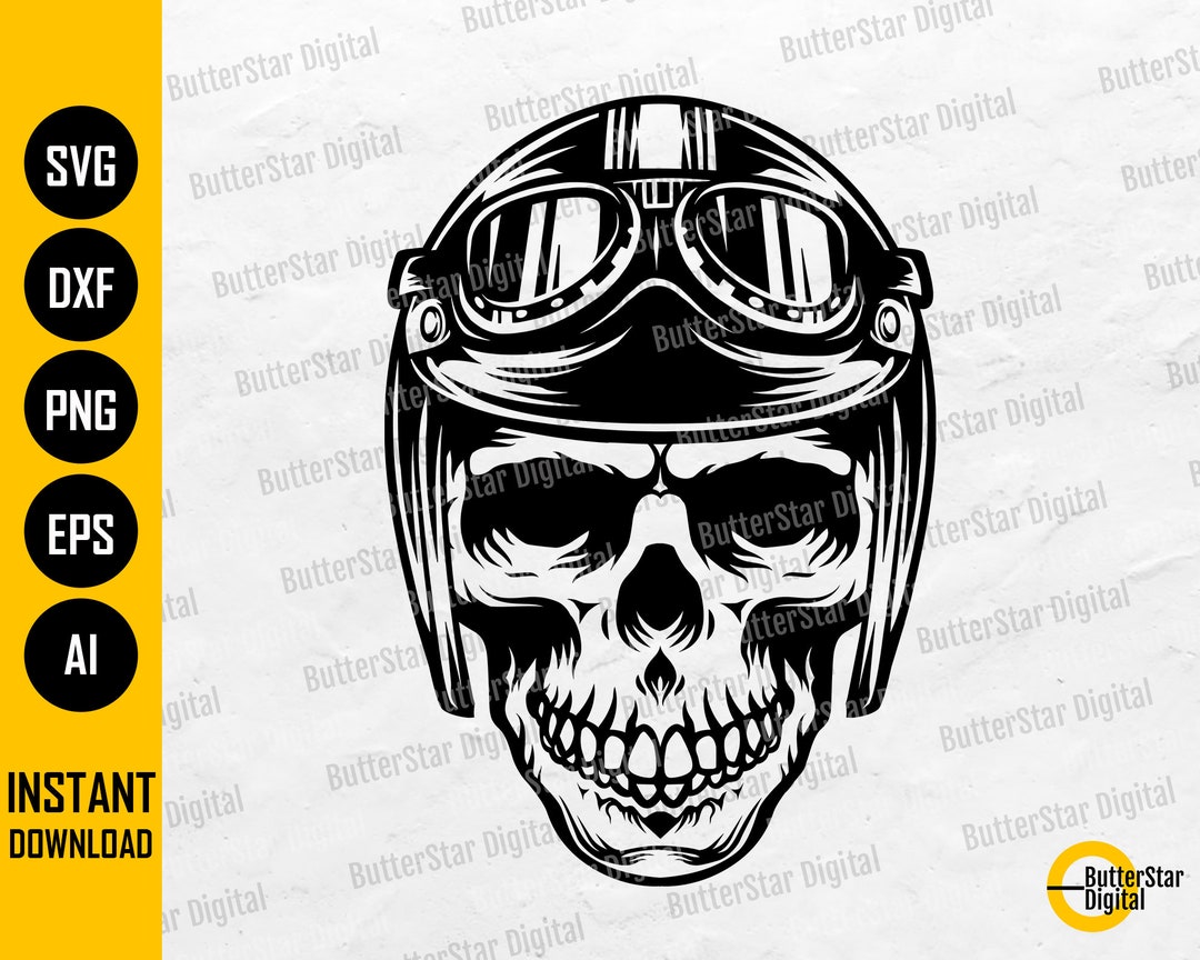 Vintage Biker Skull SVG | Skeleton Motorcycle Rider SVG | Chopper Cafe ...