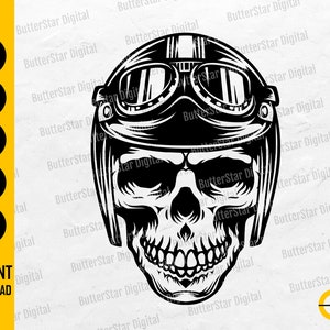 Vintage Biker Skull SVG | Skeleton Motorcycle Rider SVG | Chopper Cafe Racer Scrambler | Cutting File Clip Art Vector Digital Dxf Png Eps Ai