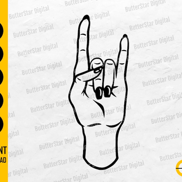 Female Rock Hands SVG | Heavy Metal SVG | Nails Fingers Punk Rocker | Cricut Cutting Files Silhouette Clipart Vector Digital Dxf Png Eps Ai