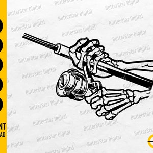 Skeleton Hand Fishing SVG | Reel Fish Fisherman Hobby Dad Life Father Gift | Cutting File Printable Clip Art Digital Download Dxf Png Eps Ai