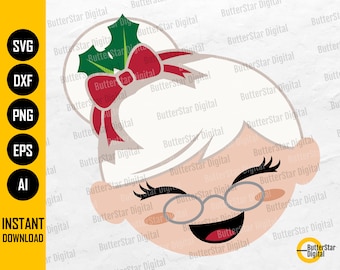 Mrs. Claus SVG | Cute Misis Claus | Merry Christmas SVG | Cricut Silhouette Cutting Printable Clipart Vector Digital Download Png Eps Dxf Ai