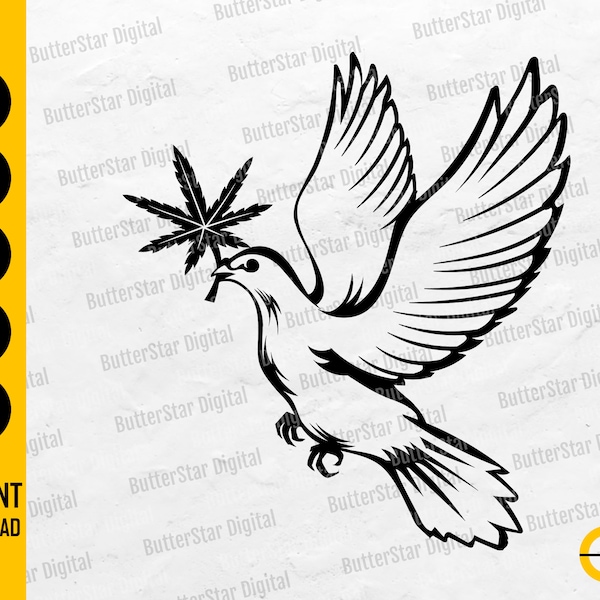 Cannabis Bird SVG | Marijuana SVG | Weed SVG | 420 Pot Hemp Ganja Dope Hash Stoned | Cutting Files Cuttable Clip Art Digital Dxf Png Eps Ai