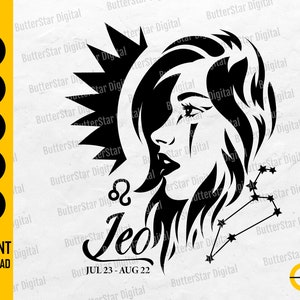 Leo Girl SVG | Zodiac Sign T-Shirt Sign Decor Decal Decoration Vinyl Wall Art | Cricut Silhouette | Printable Clipart Digital Dxf Png Eps Ai